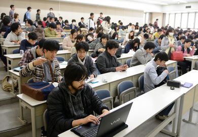 Mostly male students at Kyoto University, Japan. To illustrate how efforts to address gender inequality in higher education in Japan aren’t working.