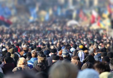 Large crowd of people illustrating crowdfunding for university activities