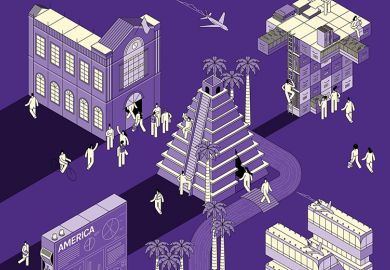 Detail of cover illustration of THE Latin America University Rankings 2021