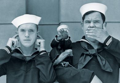 Laurel and Hardy with monkey, see no evil, hear no evil, speak no evil Laurel and Hardy with monkey, see no evil, hear no evil, speak no evil