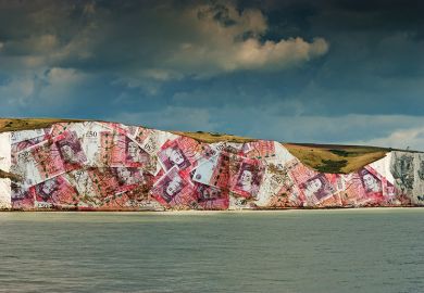 White cliffs of Dover covered in UK banknotes