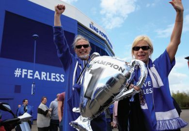 Leicester City football/soccer fans celebrating premier league victory Leicester City football/soccer fans celebrating premier league victory