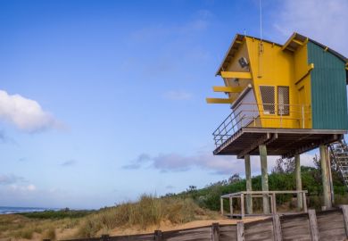 Lifeguard Tower at Lakes Entrance Beach, Victoria, Australia