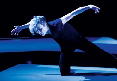 Louise Lecavalier striking dance pose in So Blue