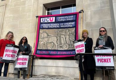 Strike picket line at London School of Hygiene and Tropical Medicine