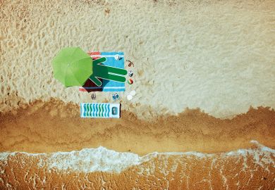 Lying on a sunny beach