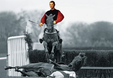 Machiavelli jumping over a horse