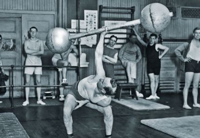 Man lifting barbell one-handed Man lifting barbell one-handed