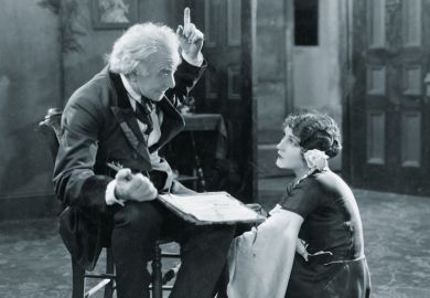 Man pointing up with young woman Man pointing up with young woman