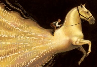Man riding big data horse