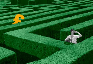 Man searching for money in a maze, as an illustration of the difficulties involved in securing funding through the Research Excellence Framework. Man searching for money in a maze, as an illustration of the difficulties involved in securing funding through the Research Excellence Framework.