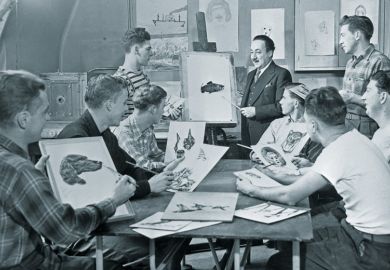 Man teaching creative art to general infantry (GI) soldiers