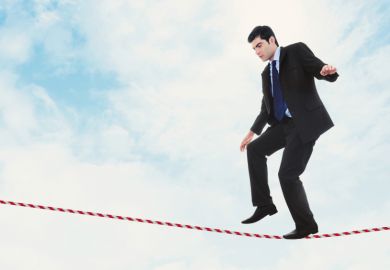 Man walking on tightrope Man walking on tightrope