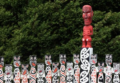 Maori carved poles Maori carved poles