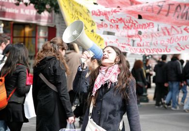 Woman with megaphone