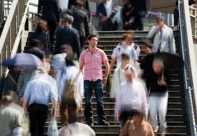 Man standing out from crowd. Man standing out from crowd.