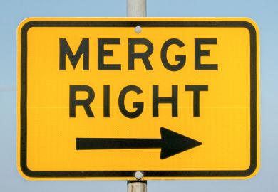 A merge right sign, symbolising mergers