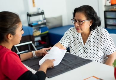 A hispanic woman at a medical appointment