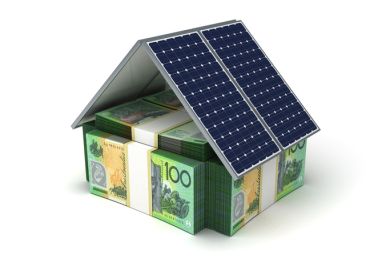 A house made of Australian $100 bills, with solar panels on the roof A house made of Australian $100 bills, with solar panels on the roof, symbolising greener business schools