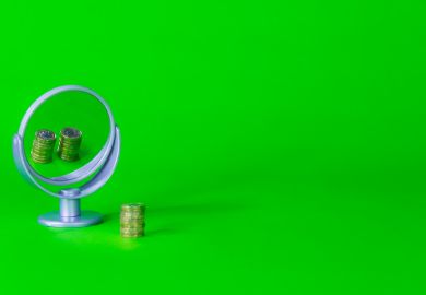 Money reflected in mirror