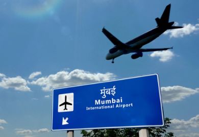 A plane arriving at Mumbai airport