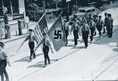 nazi flag and american flag
