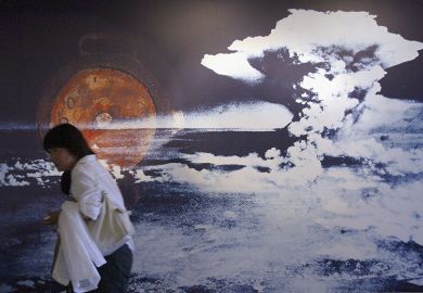 Picture of mushroom cloud from atomic bomb dropped on Hiroshima, Japan