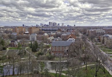 Columbus, Ohio, with Ohio State University in the foreground