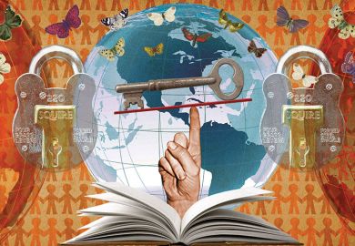 Illustration of key and globe