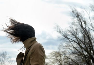 Woman with hair blown by wind Woman with hair blown by wind