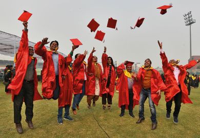 Students graduate at Jamia Millia Islamia (JMI) in New Delhi, India