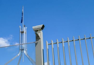 Part of the security barrier protecting the roof of Parliament House in Canberra