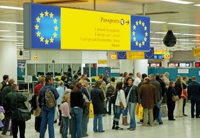 Queue for European passport holders at British airport