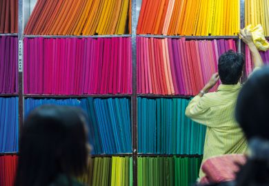 People browsing fabric shop, Kathmandu