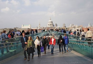 People on Millennium Bridge, London