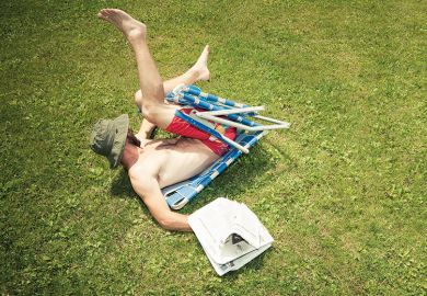 Person trapped in deckchair