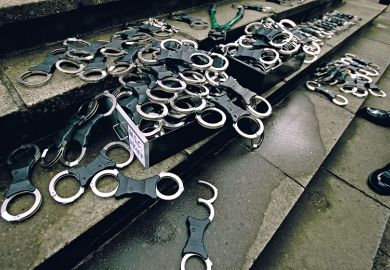 pile of handcuffs