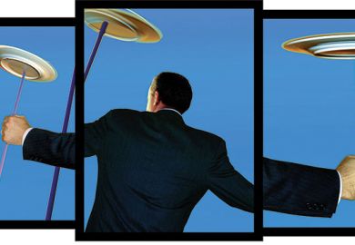 Illustration of man spinning plates