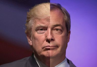Portrait montage of Donald Trump and Nigel Farage Portrait montage of Donald Trump and Nigel Farage