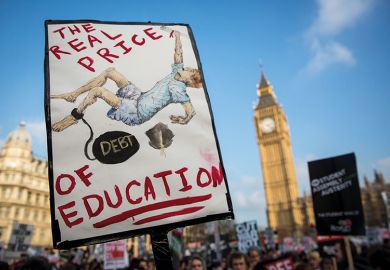 Banner reading 'The real price of education: debt'