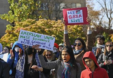Students of American University attend a campus protest against ongoing Israeli attacks on Gaza Students of American University attend a campus protest against ongoing Israeli attacks on Gaza