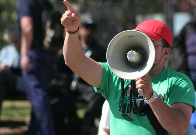 Man holding a megaphone