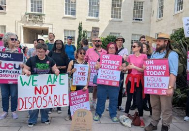 Academics rally at the University of Nottingham in protest at planned cuts