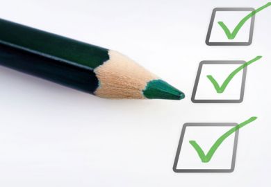 A green pencil beside ticked boxes