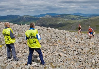 Fell runners arriving at a checkpoint on Kirk Fell, during the Ennerdale Fell Race, Lake District. To illustrate marking a student’s distance travelled, rather than judging them solely on the absolute quality of a final output. Fell runners arriving at a checkpoint on Kirk Fell, during the Ennerdale Fell Race, Lake District. To illustrate marking a student’s distance travelled, rather than judging them solely on the absolute quality of a final output.
