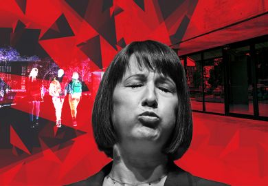 Montage of Rachel Reeves with university students and abstract background to illustrate the how university finances are a headache for the government Montage of Rachel Reeves with university students and abstract background to illustrate the how university finances are a headache for the government