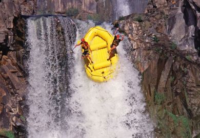 raft waterfall jump