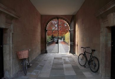 The rear exist of Clare College, Cambridge, symbolising retirment