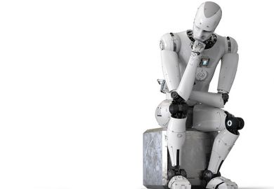 Robot in thinker pose
