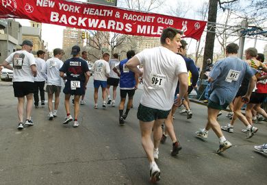 People running backwards